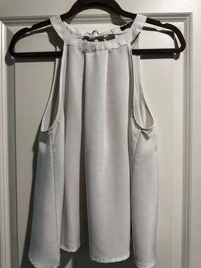 Revamped Premium Collection White High Neck Halter Sleeveless Blouse Size M